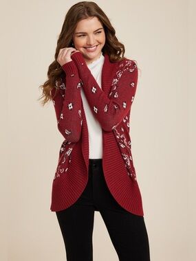 Maurices Red Paisley Cardigan